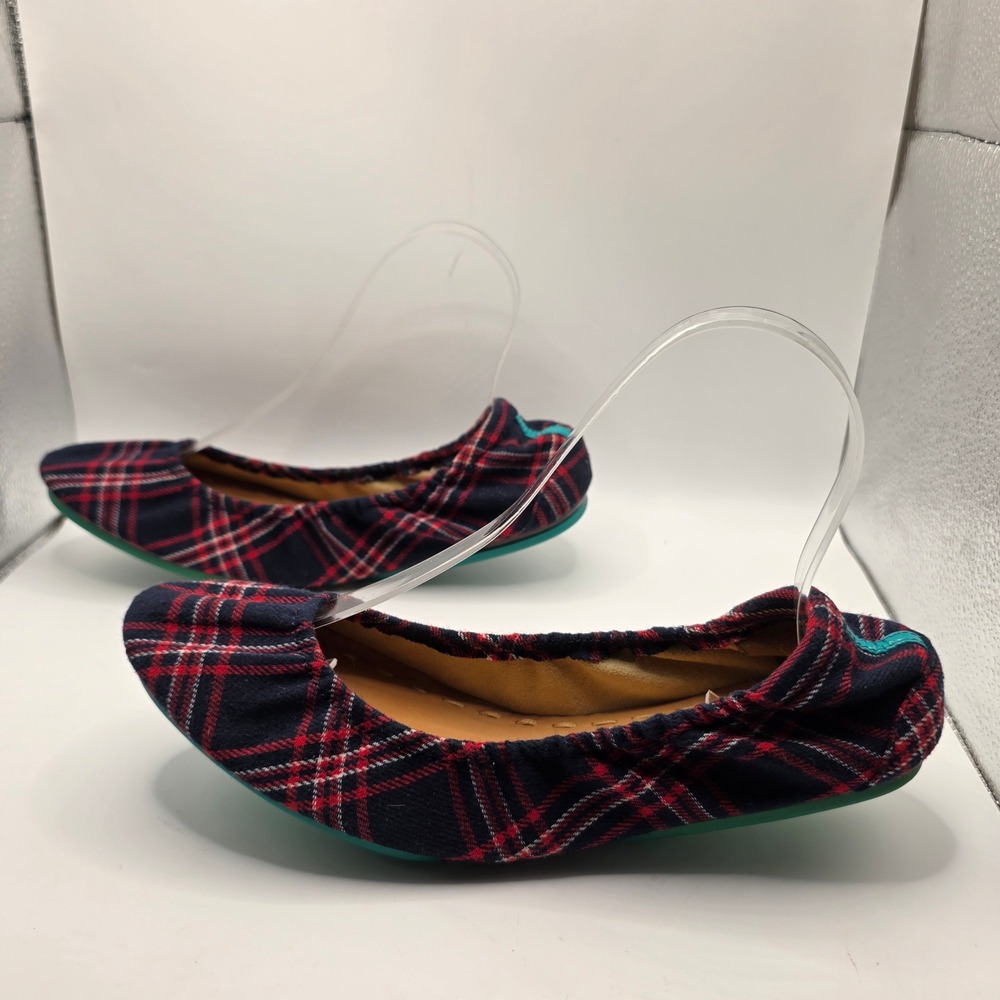 Tieks by Gavrieli Red Navy Blue Plaid Tartan Foldable Ballet Flats Womens 10 - Picture 5 of 7